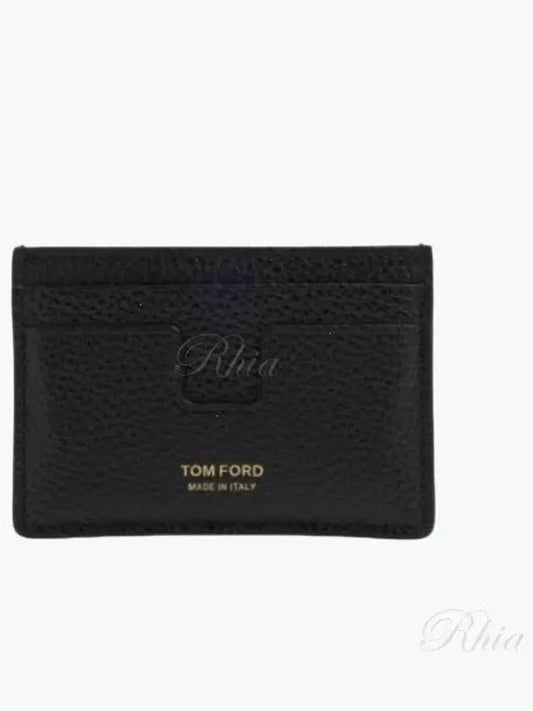 Classic Logo Grain Leather Card Wallet Black - TOM FORD - BALAAN 2