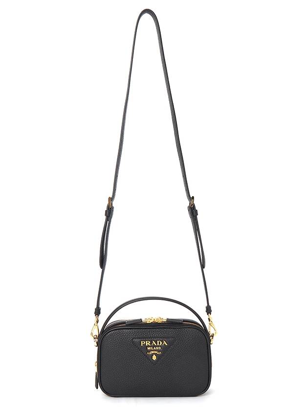 Logo Odette Leather Mini Shoulder Bag Black - PRADA - BALAAN 8