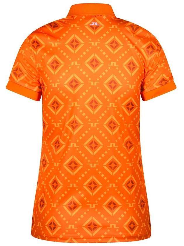 Women's Tour Tech Diamond Logo Print Polo Short Sleeve T-Shirt Orange - J.LINDEBERG - BALAAN 6