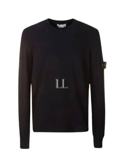 Men's Wappen Patch Crew Neck Wool Knit Top Navy - STONE ISLAND - BALAAN 2