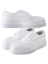 Lace-Up Leather Low Top Sneakers White - PRADA - BALAAN 2