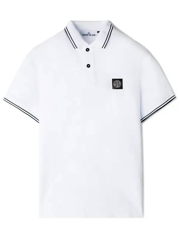 Logo Patch Polo Shirt White - STONE ISLAND - BALAAN 2