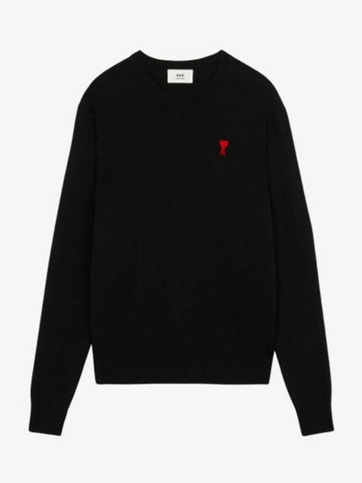 Heart Logo Patch Knit Top Black - AMI - BALAAN 2