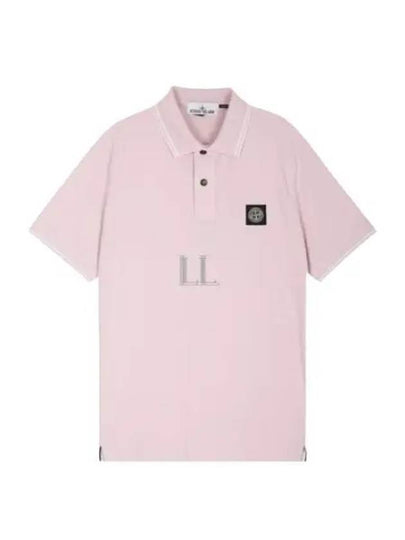 Stretch Cotton Pique Short Sleeve Polo Shirt Pink - STONE ISLAND - BALAAN 2