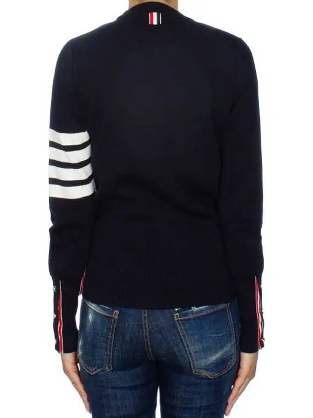 4-Bar Milano Stitch Crew Neck Knit Top Navy - THOM BROWNE - BALAAN 5