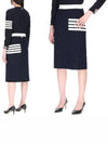 Double Face Merino 4 Bar A Line Skirt Navy - THOM BROWNE - BALAAN 2