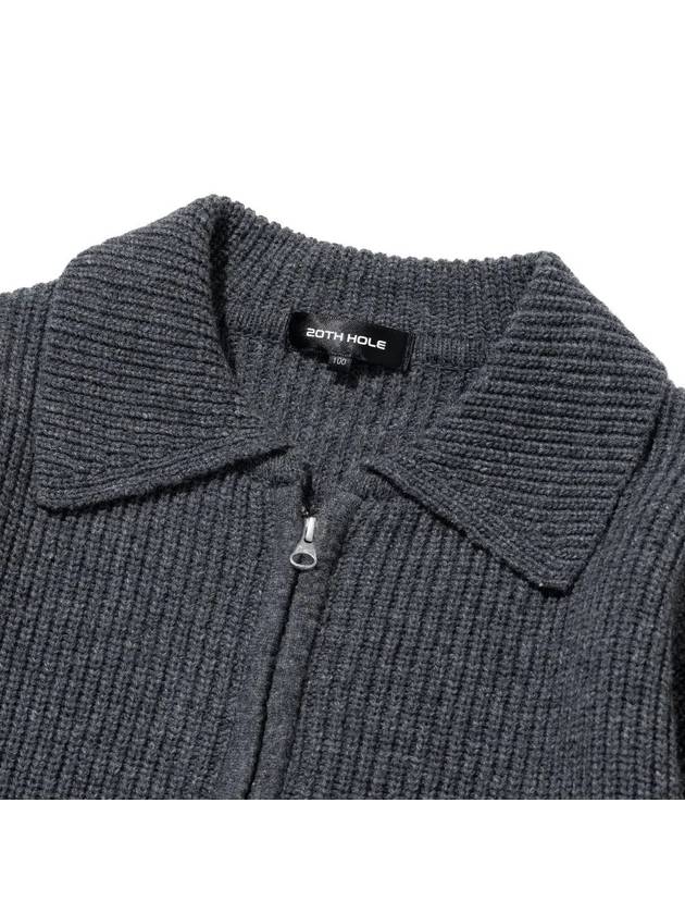 Lambswool collar knit full zip-up MGREY - 20THHOLE - BALAAN 5