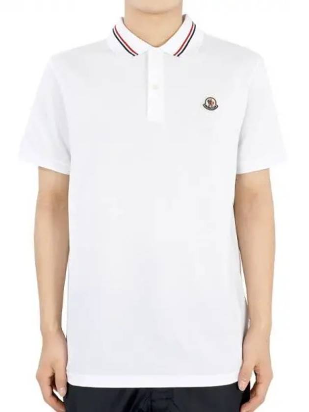 Men s Logo Patch Polo T Shirt White 8A00021 89A16 002 1063201 - MONCLER - BALAAN 1