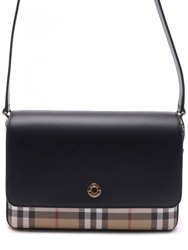 Vintage Check Leather Cross Bag Black - BURBERRY - BALAAN 2