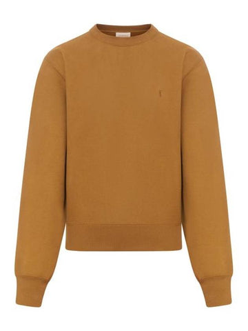 Embroidered logo knit top brown - SAINT LAURENT - BALAAN 1