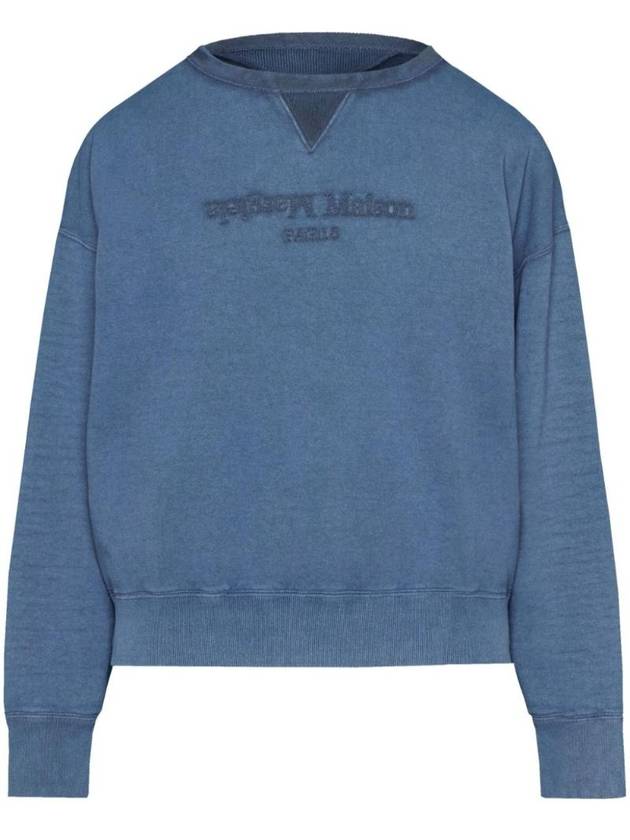 Reverse Logo Crew Neck Cotton Sweatshirt Blue - MAISON MARGIELA - BALAAN 1