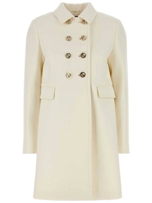 Slim Fit Wool Double Coat White - GUCCI - BALAAN 2