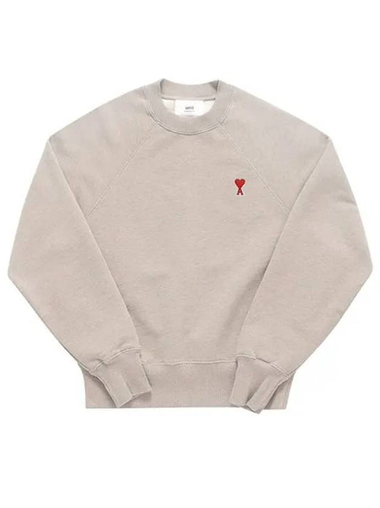 Small Heart Logo Sweatshirt Beige - AMI - BALAAN 2