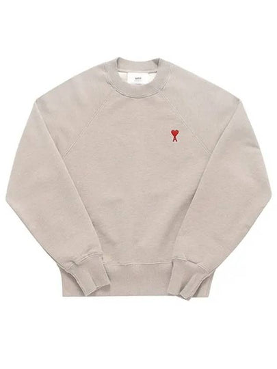 Small Heart Logo Sweatshirt Beige - AMI - BALAAN 2