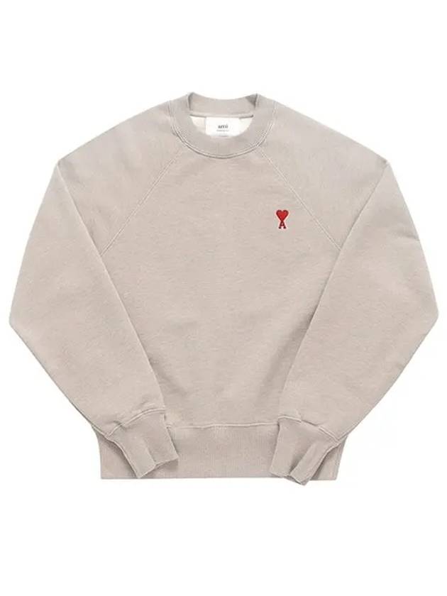 Small Heart Logo Sweatshirt Beige - AMI - BALAAN 6