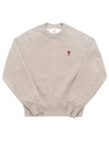 Small Heart Logo Sweatshirt Beige - AMI - BALAAN 5