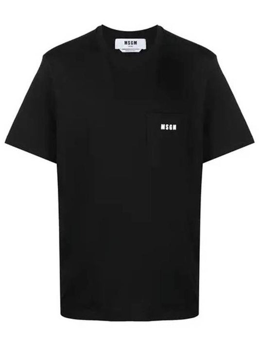 Men's Pocket Logo Short Sleeve T-Shirt Black - MSGM - BALAAN.