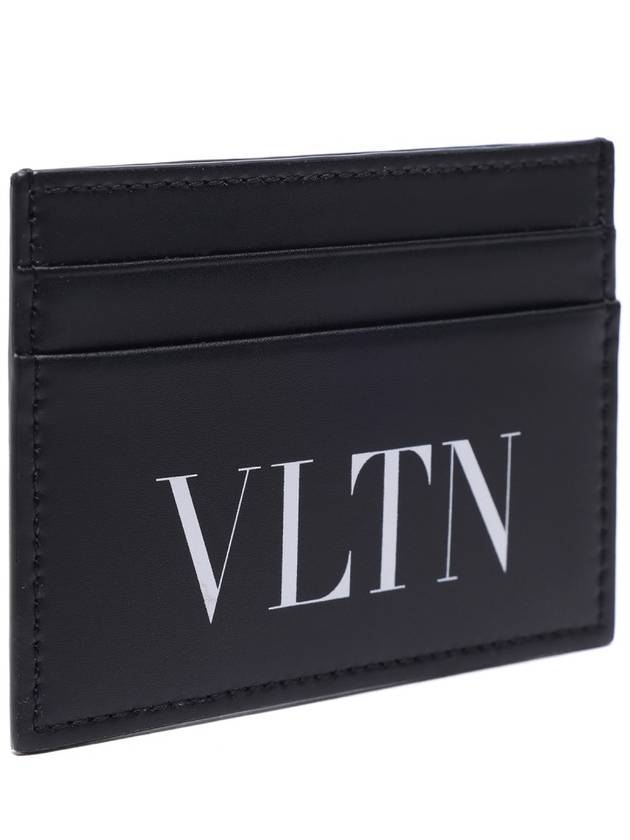 Men's VLTN Logo Leather Card Wallet Black - VALENTINO - BALAAN 4