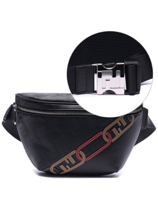 logo leather belt bag black - FENDI - BALAAN.