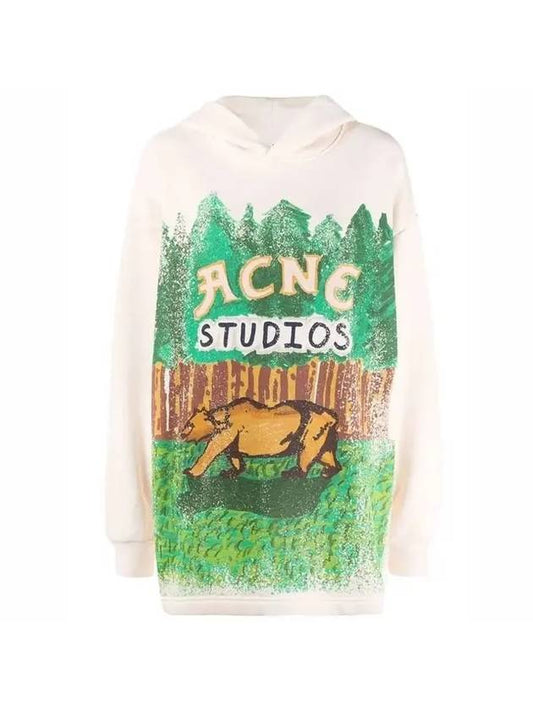 Print Hooded Top Green Ecru - ACNE STUDIOS - BALAAN 1