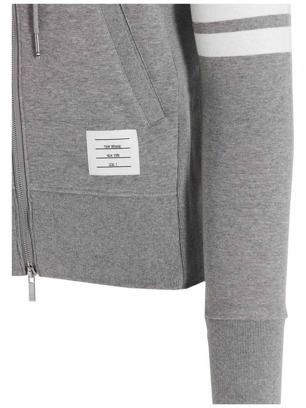 Engineered 4 Bar Diagonal Zip Up Hoodie Light Grey - THOM BROWNE - BALAAN 5