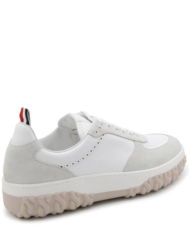 Letterman Panel Lace-Up Low-Top Sneakers White - THOM BROWNE - BALAAN 6