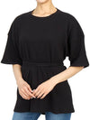 Women's Wrap Short Sleeve TShirt FSHT RIB 000 BLACK - BASERANGE - BALAAN 5