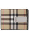 Vintage Check Money Clip Card Wallet Beige Black - BURBERRY - BALAAN.