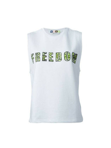 Freedom Print Cotton Sleeveless White - MSGM - BALAAN 1