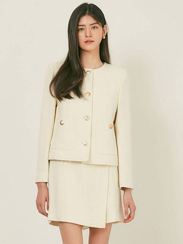 Women's BETTY Tweed Jacket Ivory - AME - BALAAN 1