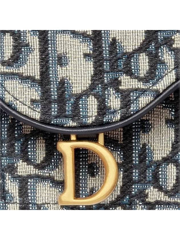 Oblique Jacquard Saddle Flap Compact Zipper Card Wallet Beige - DIOR - BALAAN 7