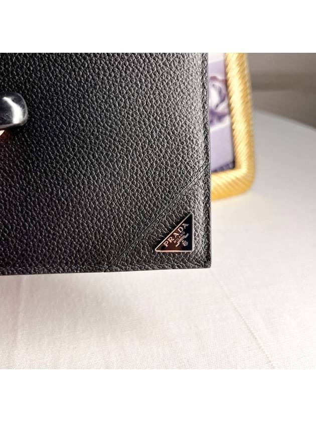 Vitello Triangle Logo Half Wallet Black - PRADA - BALAAN 5