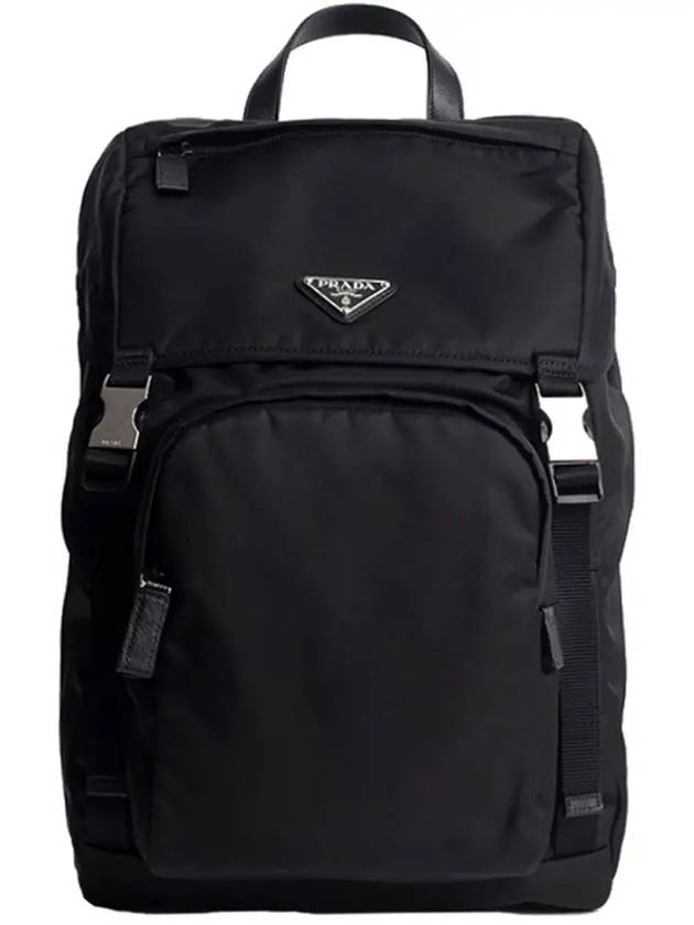 Re-Nylon and Saffiano Leather Backpack Black - PRADA - BALAAN 3