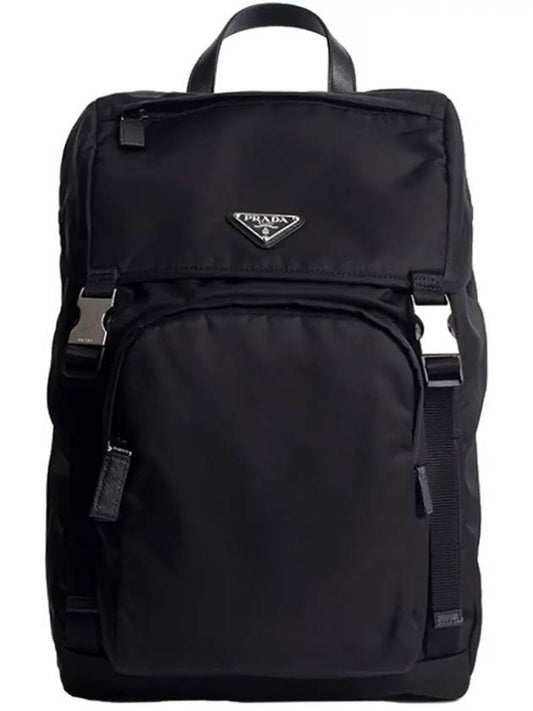 Re-Nylon and Saffiano Leather Backpack Black - PRADA - BALAAN 2