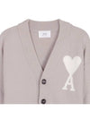 De Coeur Logo Wool Cardigan Light Beige - AMI - BALAAN 6