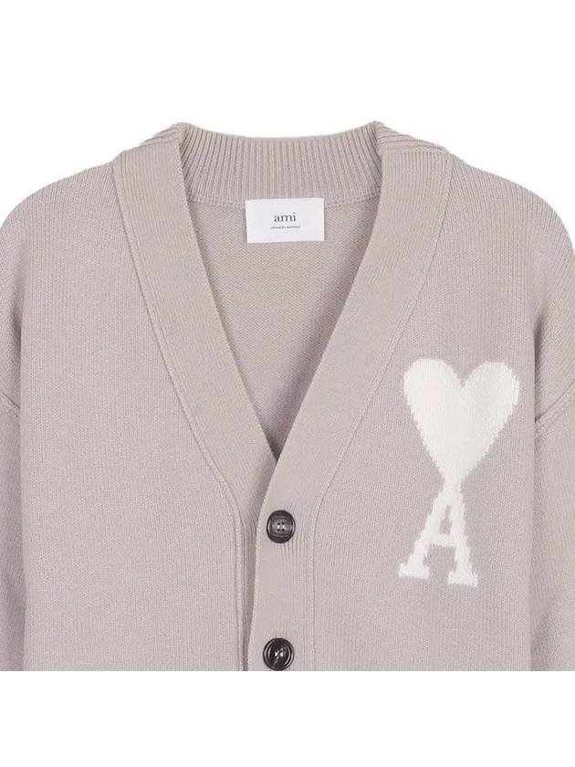 De Coeur Logo Wool Cardigan Light Beige - AMI - BALAAN 6