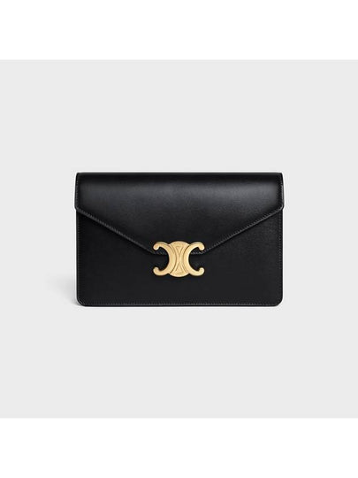 Triomphe Chain Shiny Calfskin Half Wallet Black - CELINE - BALAAN 2