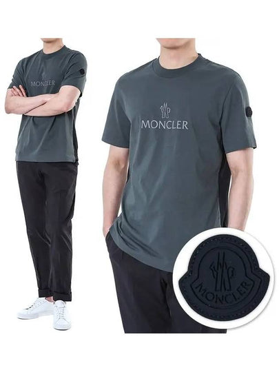 Matte black patch logo side banding round tshirt 8C00060 829H8 877 - MONCLER - BALAAN 2