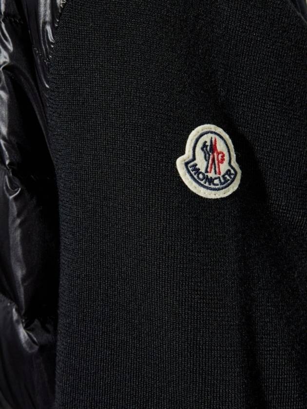 Logo Patch Padded Zip-Up Cardigan Black - MONCLER - BALAAN 6