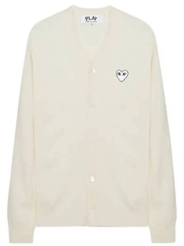 Play White Waffen V-neck Cardigan Ivory - COMME DES GARCONS - BALAAN 2