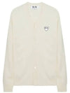 Play White Waffen V-neck Cardigan Ivory - COMME DES GARCONS - BALAAN 2