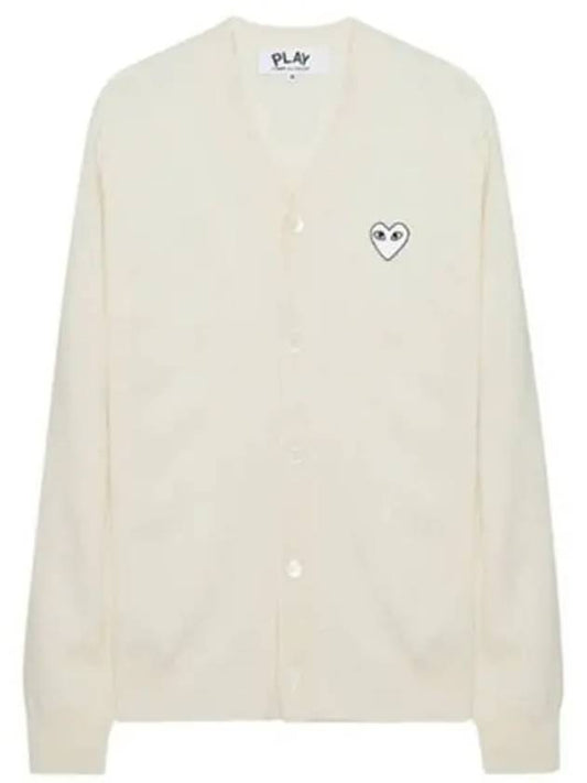 Play White Waffen V-neck Cardigan Ivory - COMME DES GARCONS - BALAAN 2