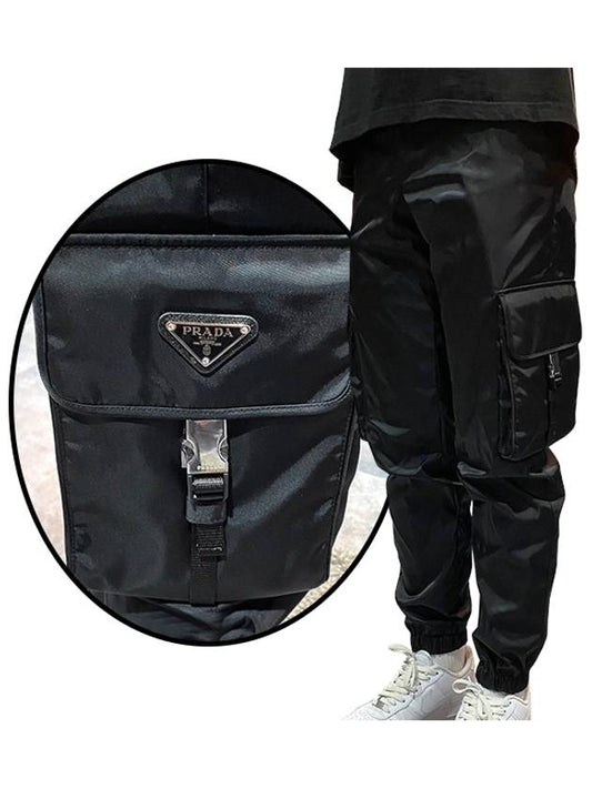 Re-Nylon Buckle Strap Pocket Track Pants Black - PRADA - BALAAN 2