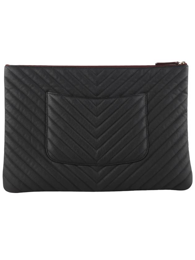 A82552 Classic Caviar Chevron Pocket Clutch Bag Large Overseas Invoice 34189Y - CHANEL - BALAAN 3