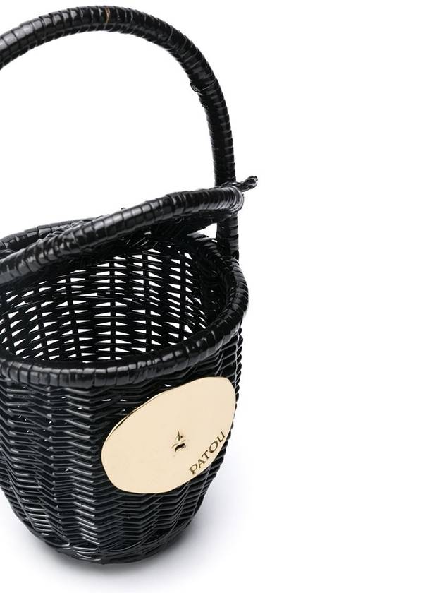 Wicker Tote Bucket Bag Black - PATOU - BALAAN 6