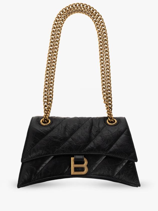 Women's Crush Logo Gold Chain Small Shoulder Bag Black - BALENCIAGA - BALAAN 2