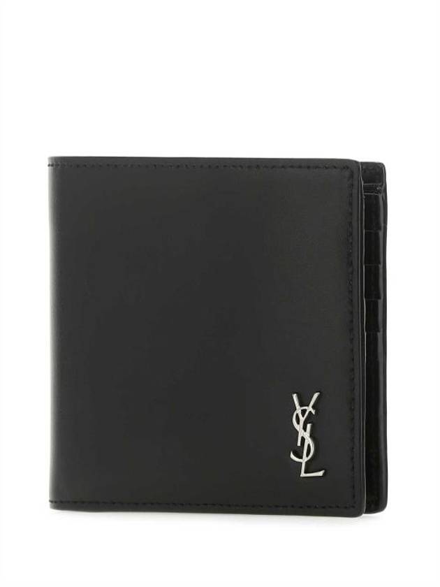 Tiny Cassandre East West Wallet in Matte Leather Black - SAINT LAURENT - BALAAN 3