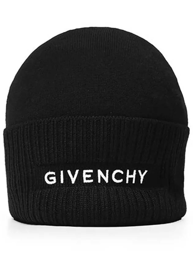 Logo Wool Beanie Black - GIVENCHY - BALAAN 4