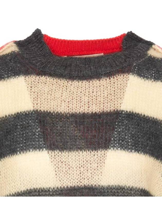 Striped Mohair Wool Blend Knit Top Grey - MARNI - BALAAN 5