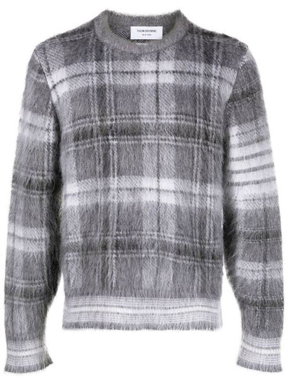 Check 4 Bar Mohair Knit Top Grey - THOM BROWNE - BALAAN 2